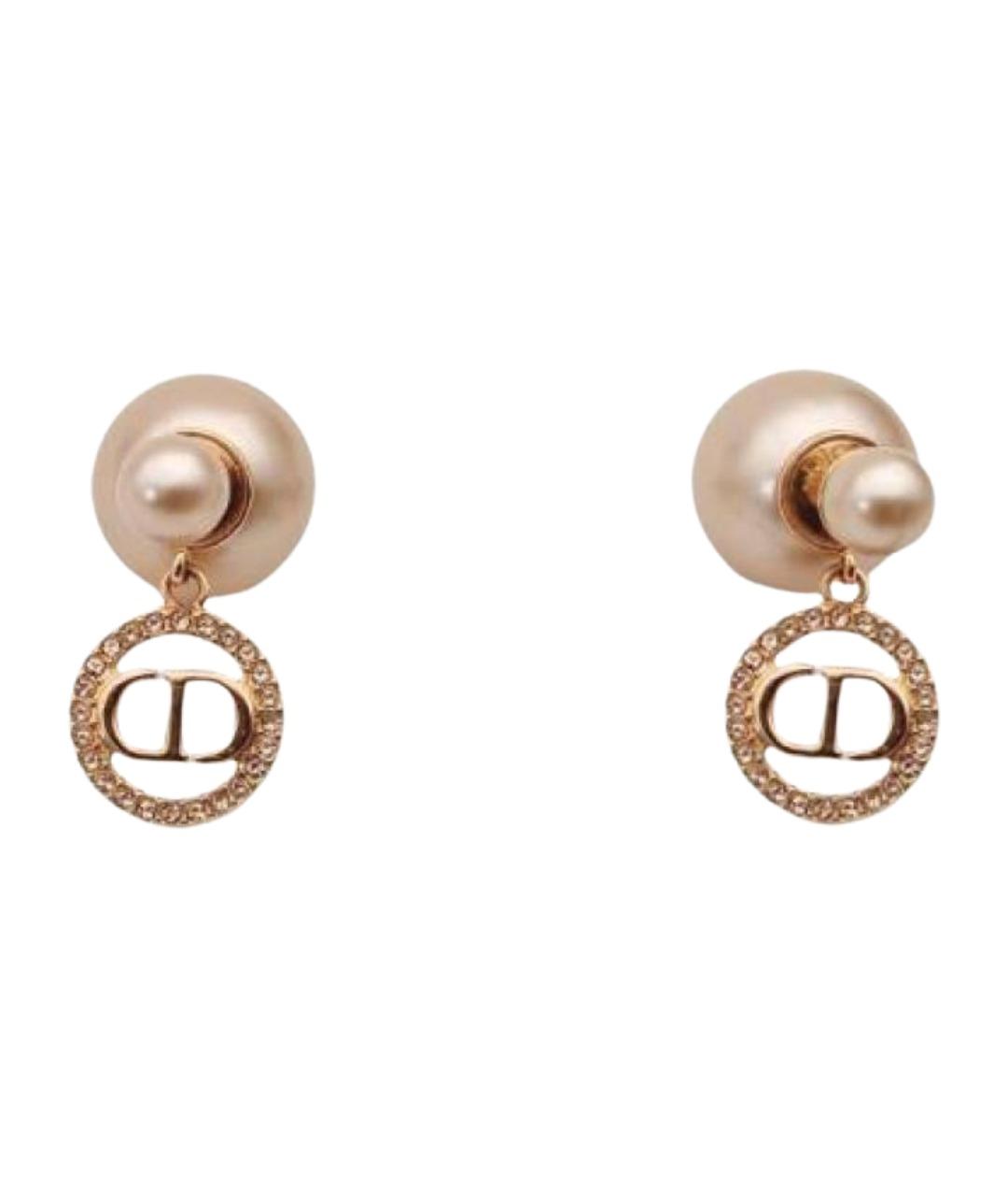 CHRISTIAN DIOR Белые металлические серьги, фото 1