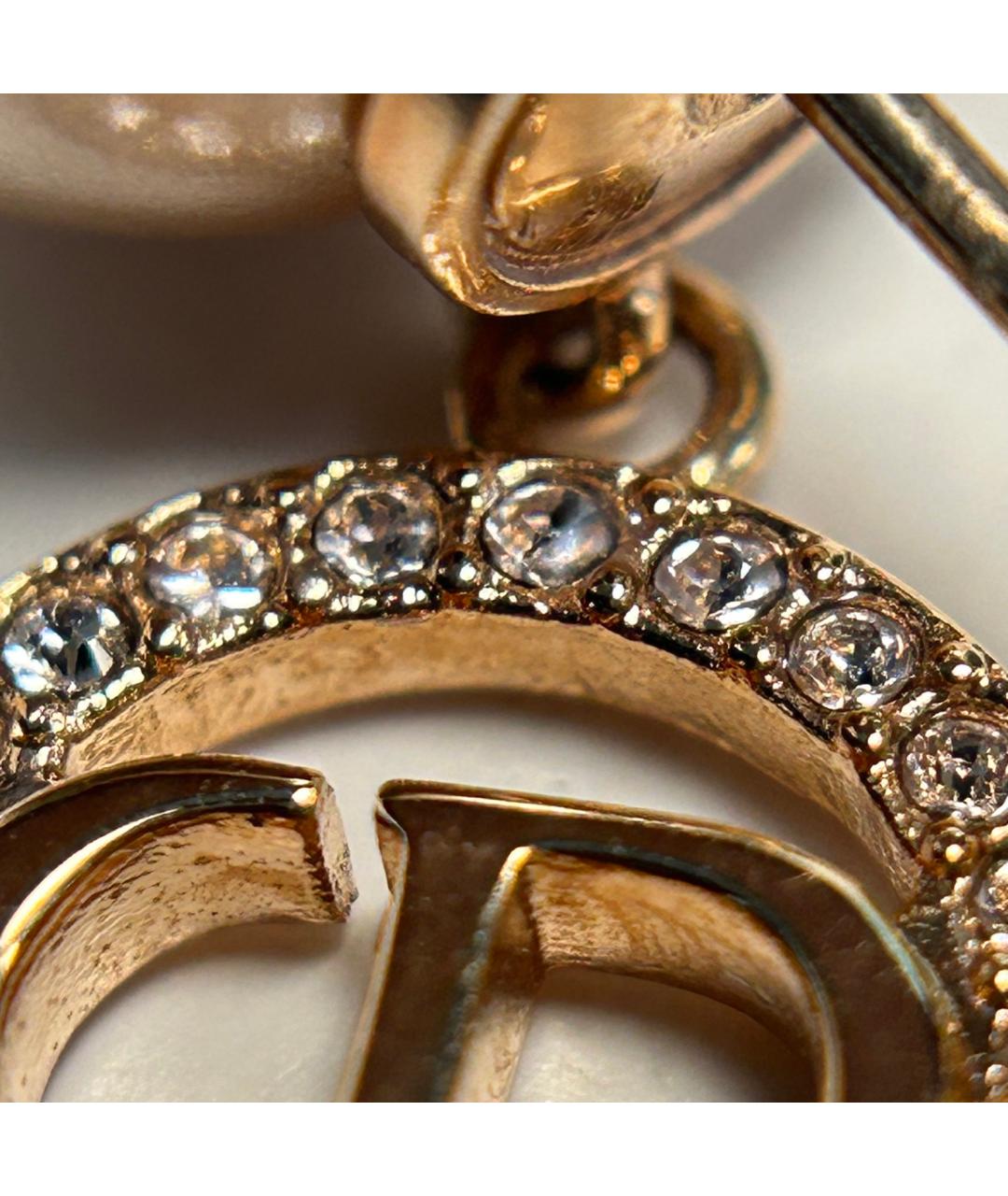 CHRISTIAN DIOR Белые металлические серьги, фото 6