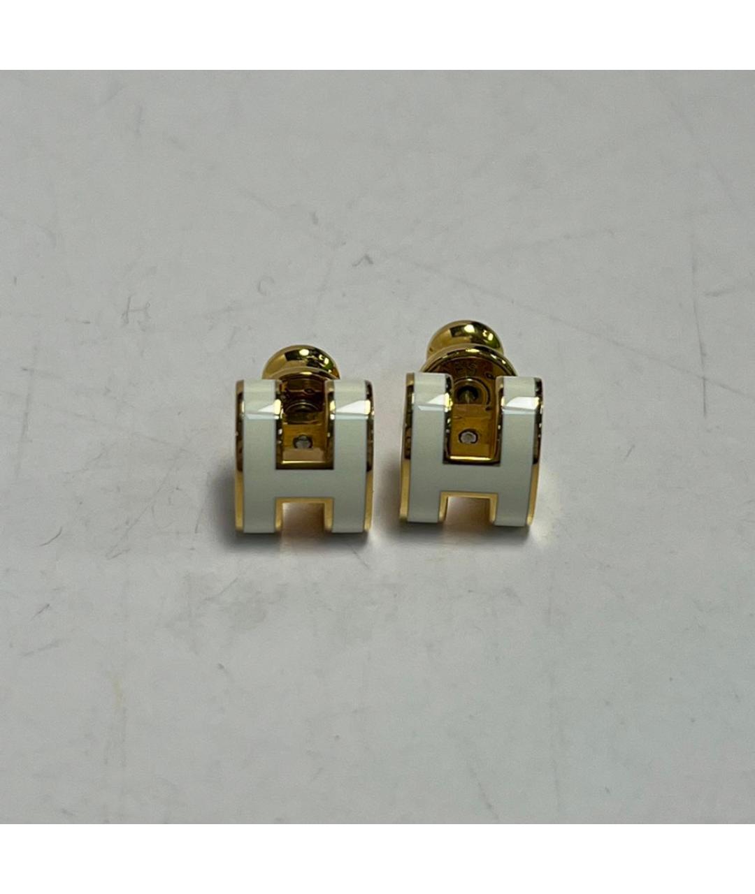 HERMES Белые металлические серьги, фото 7