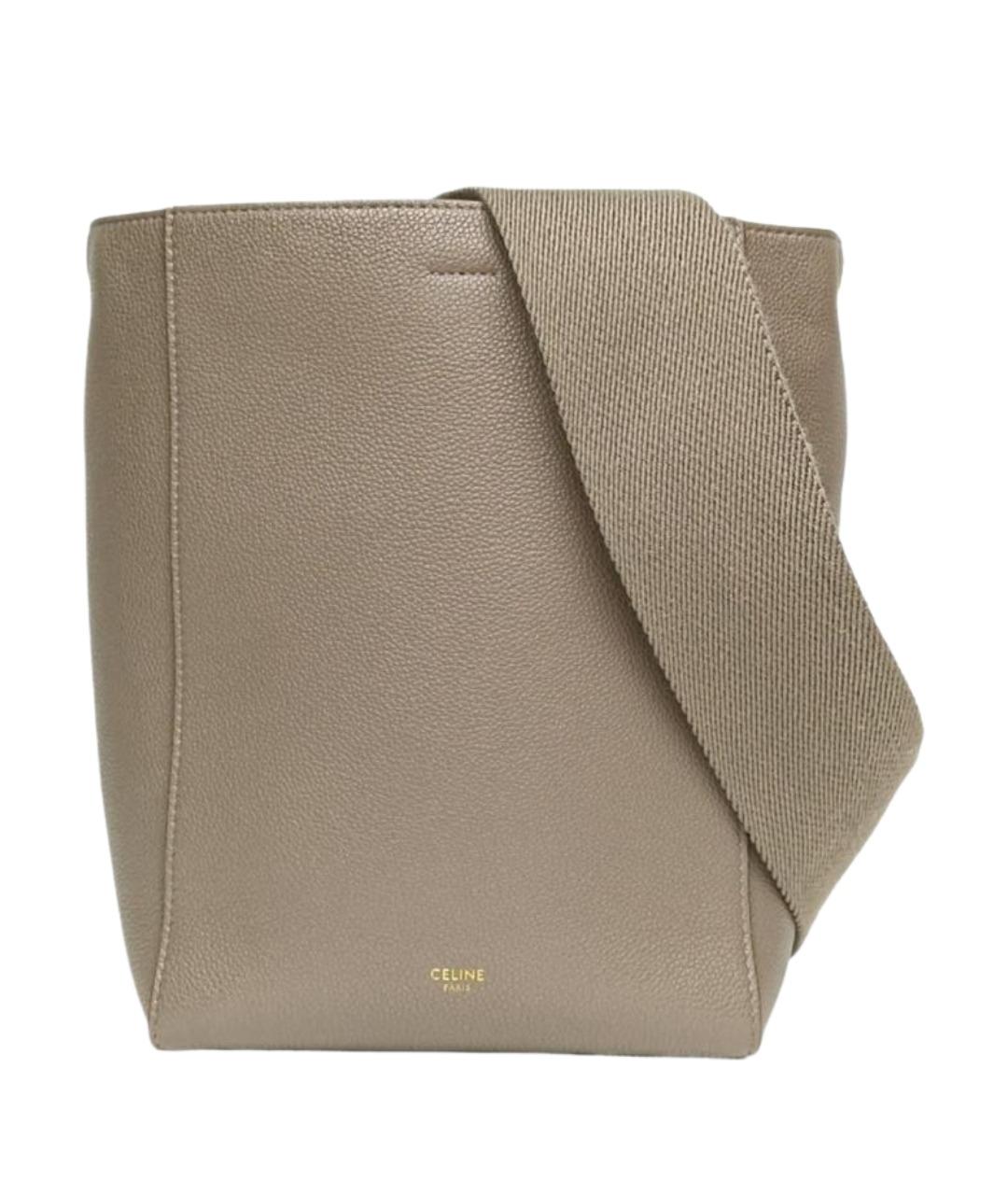 CELINE Бежевая кожаная сумка через плечо, фото 1