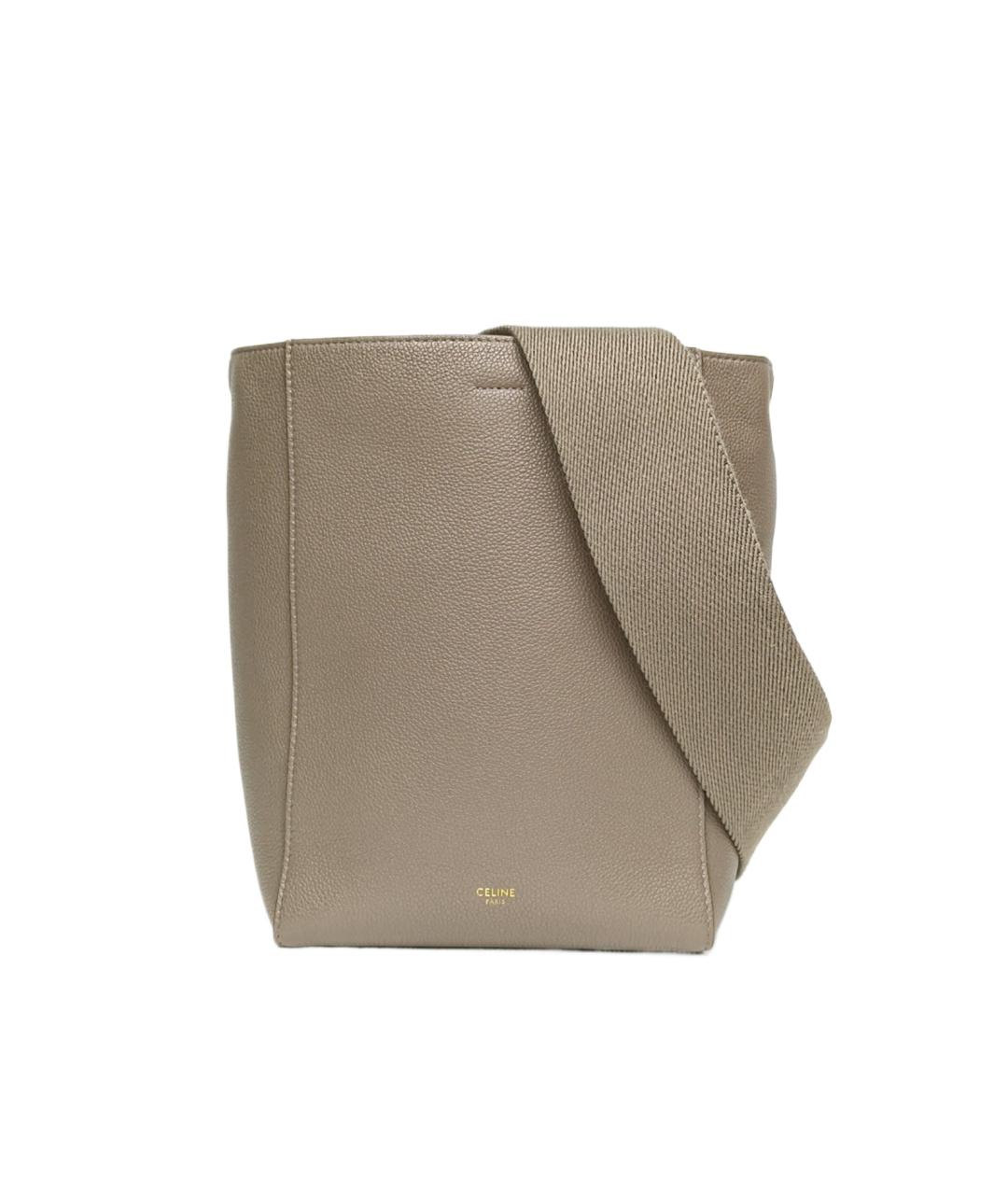 CELINE Бежевая кожаная сумка через плечо, фото 10