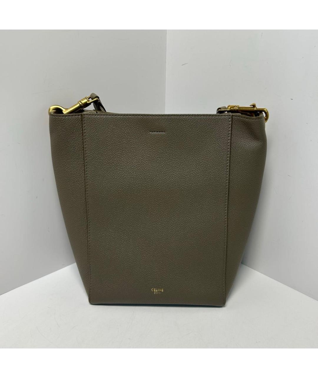 CELINE Бежевая кожаная сумка через плечо, фото 8