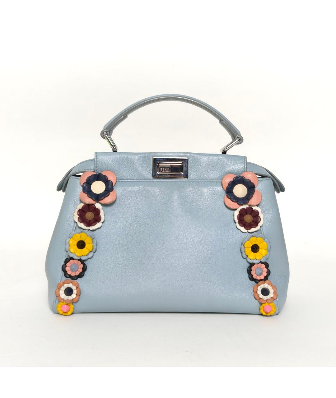 FENDI Голубая кожаная сумка через плечо, фото 4