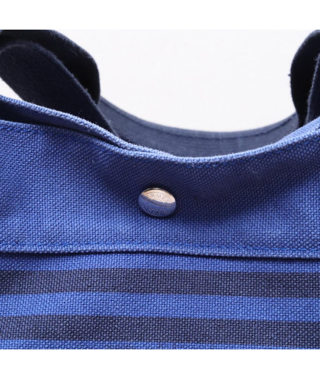 HERMES Синяя тканевая сумка тоут, фото 8