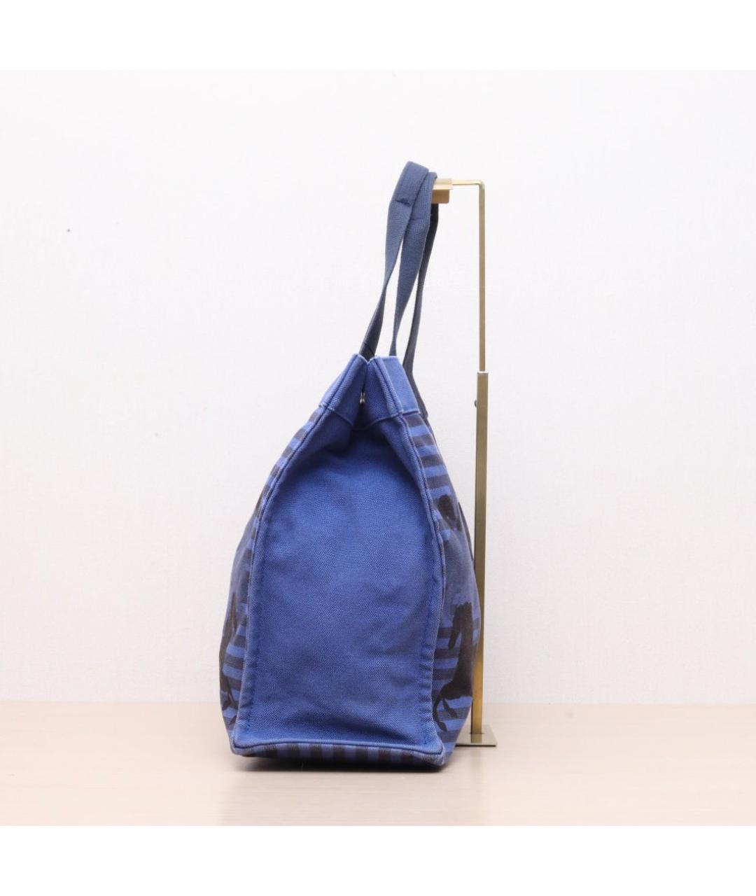 HERMES Синяя тканевая сумка тоут, фото 5