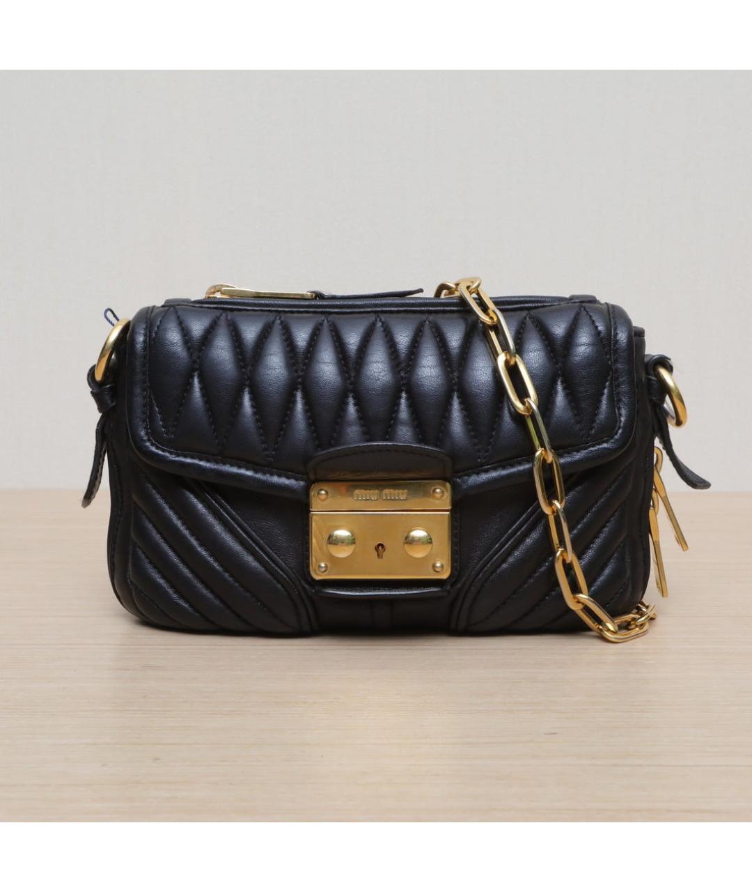 MIU MIU Черная кожаная сумка через плечо, фото 2