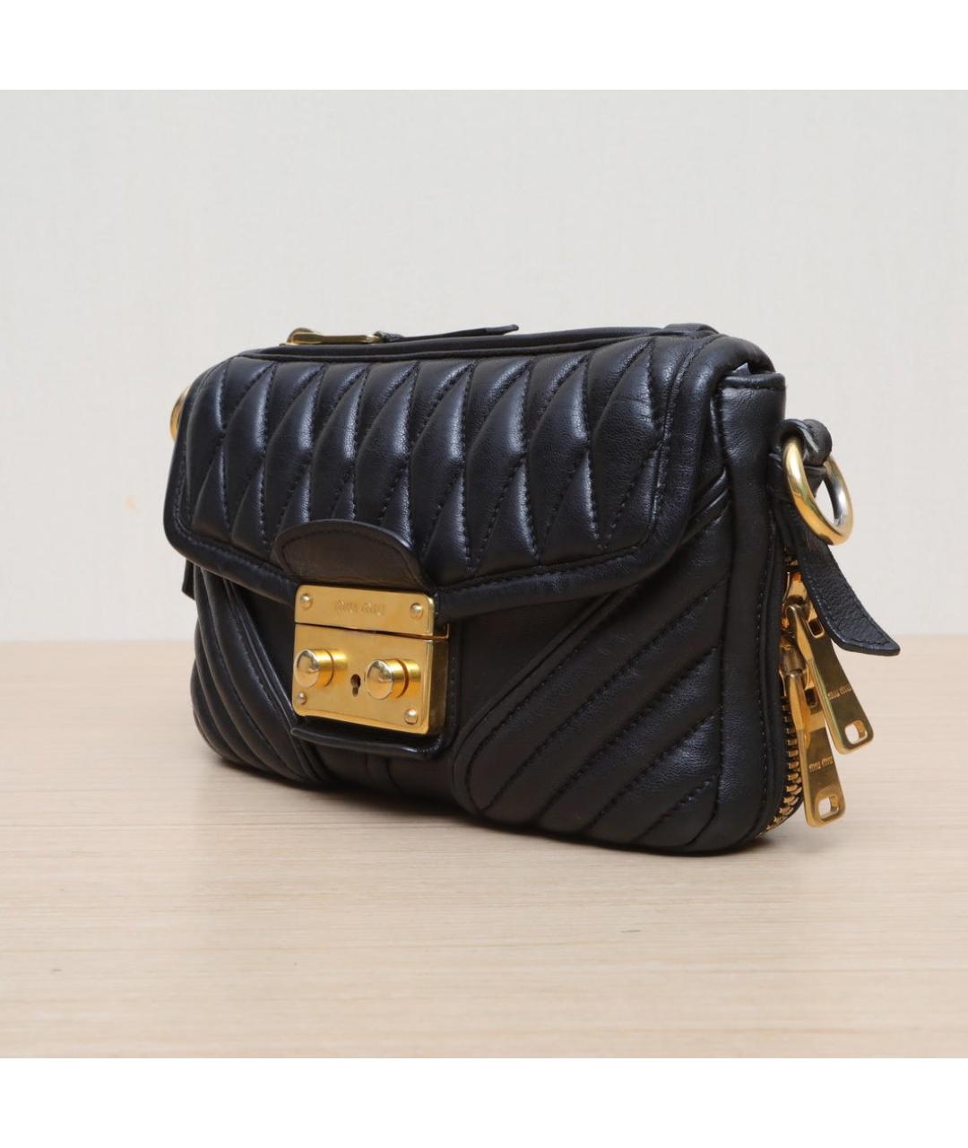 MIU MIU Черная кожаная сумка через плечо, фото 4
