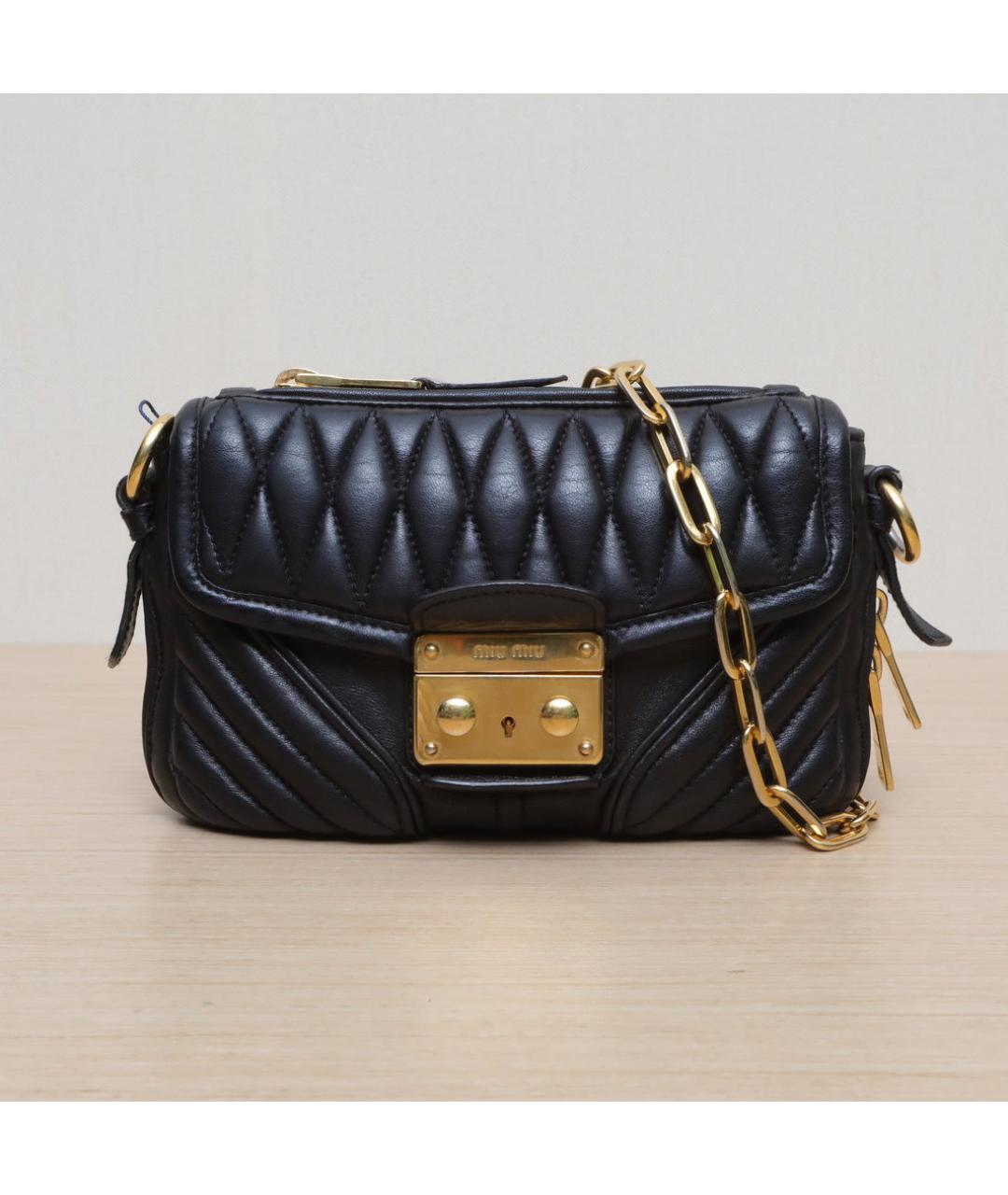 MIU MIU Черная кожаная сумка через плечо, фото 3