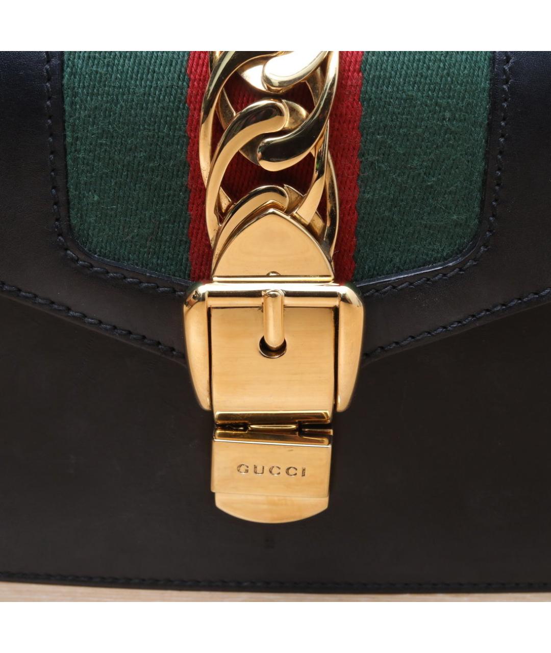 GUCCI Черная кожаная сумка через плечо, фото 7