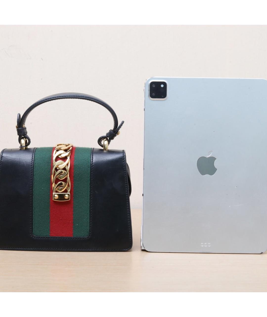 GUCCI Черная кожаная сумка через плечо, фото 6