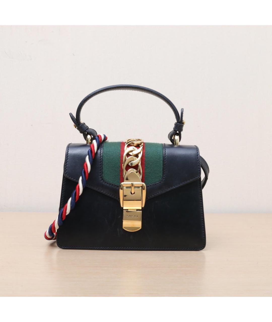 GUCCI Черная кожаная сумка через плечо, фото 3