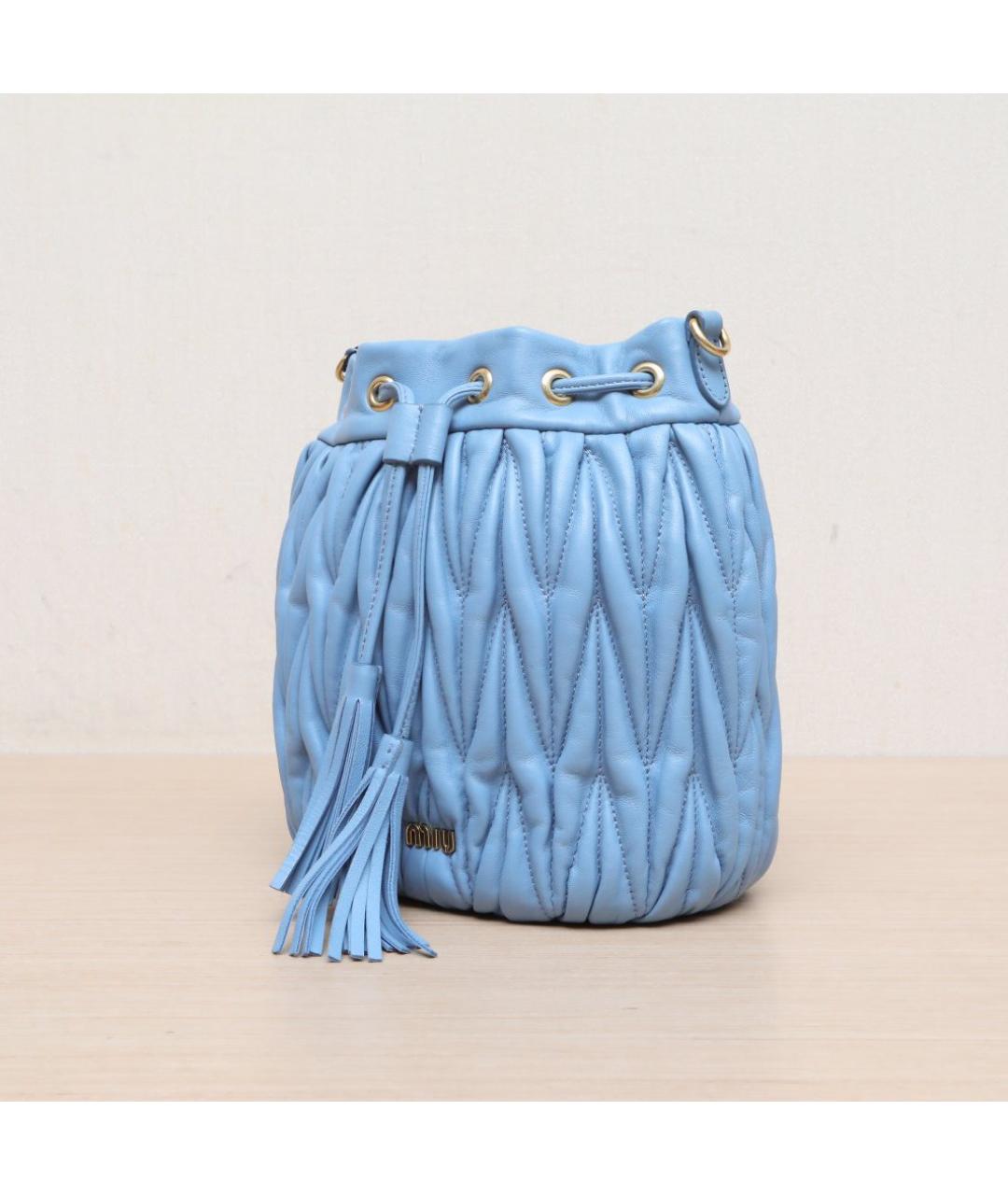 MIU MIU Голубая кожаная сумка через плечо, фото 4