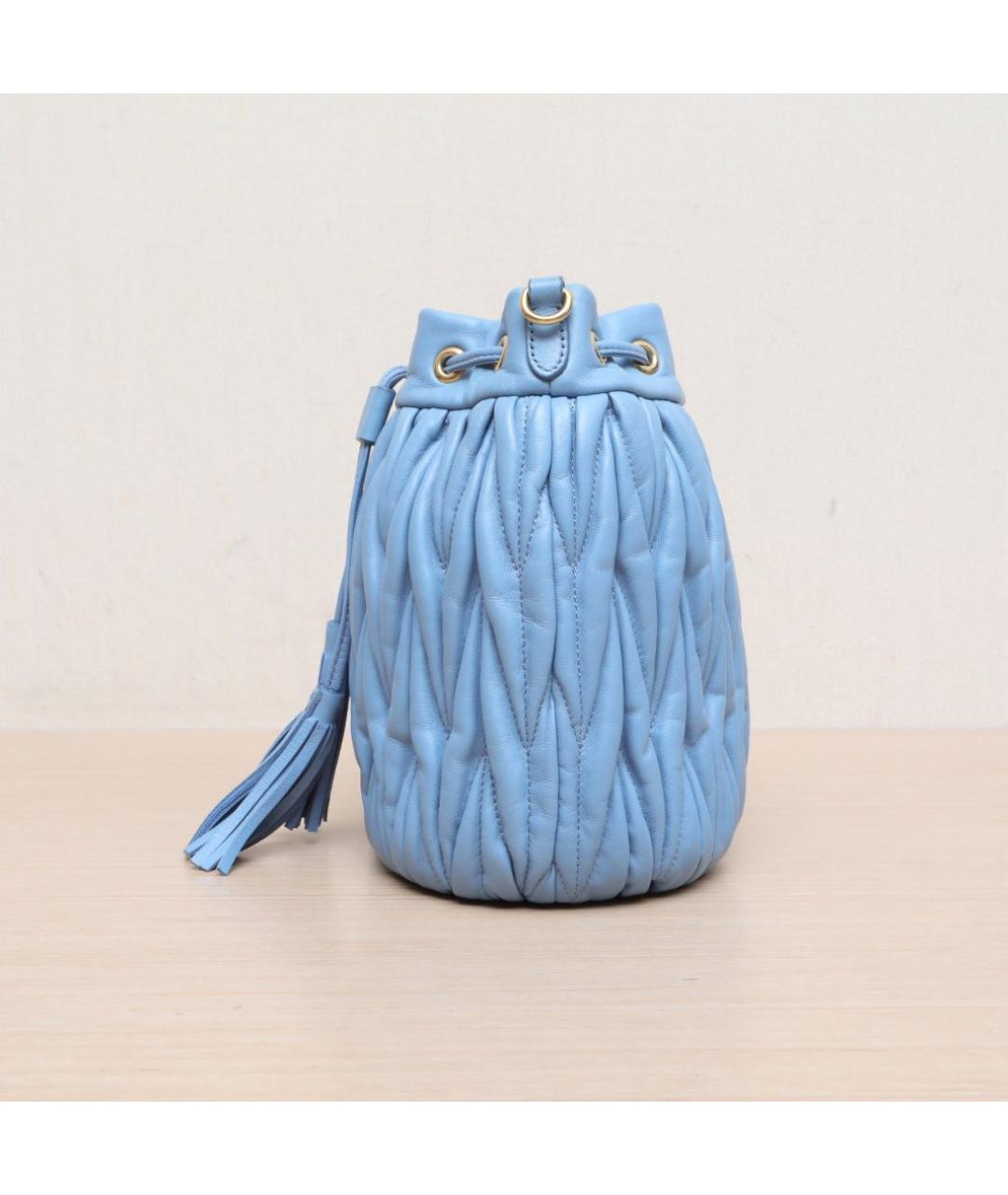MIU MIU Голубая кожаная сумка через плечо, фото 5