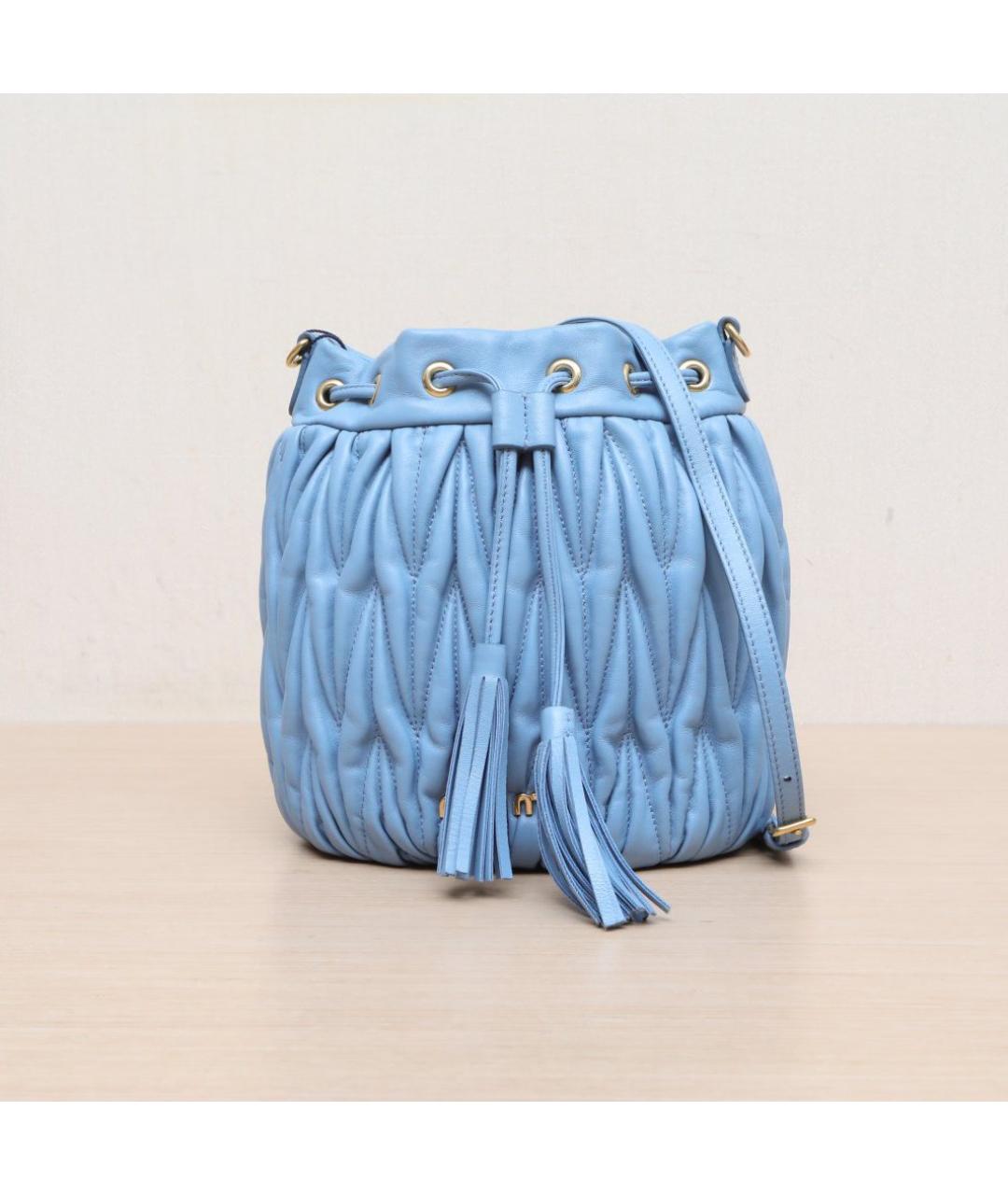 MIU MIU Голубая кожаная сумка через плечо, фото 3