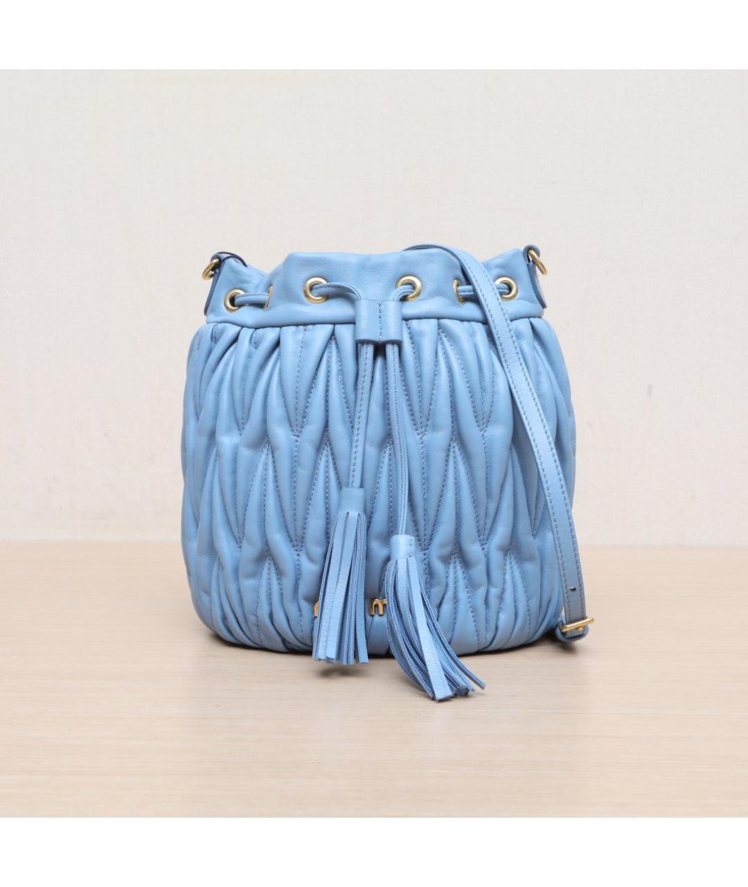 MIU MIU Голубая кожаная сумка через плечо, фото 2
