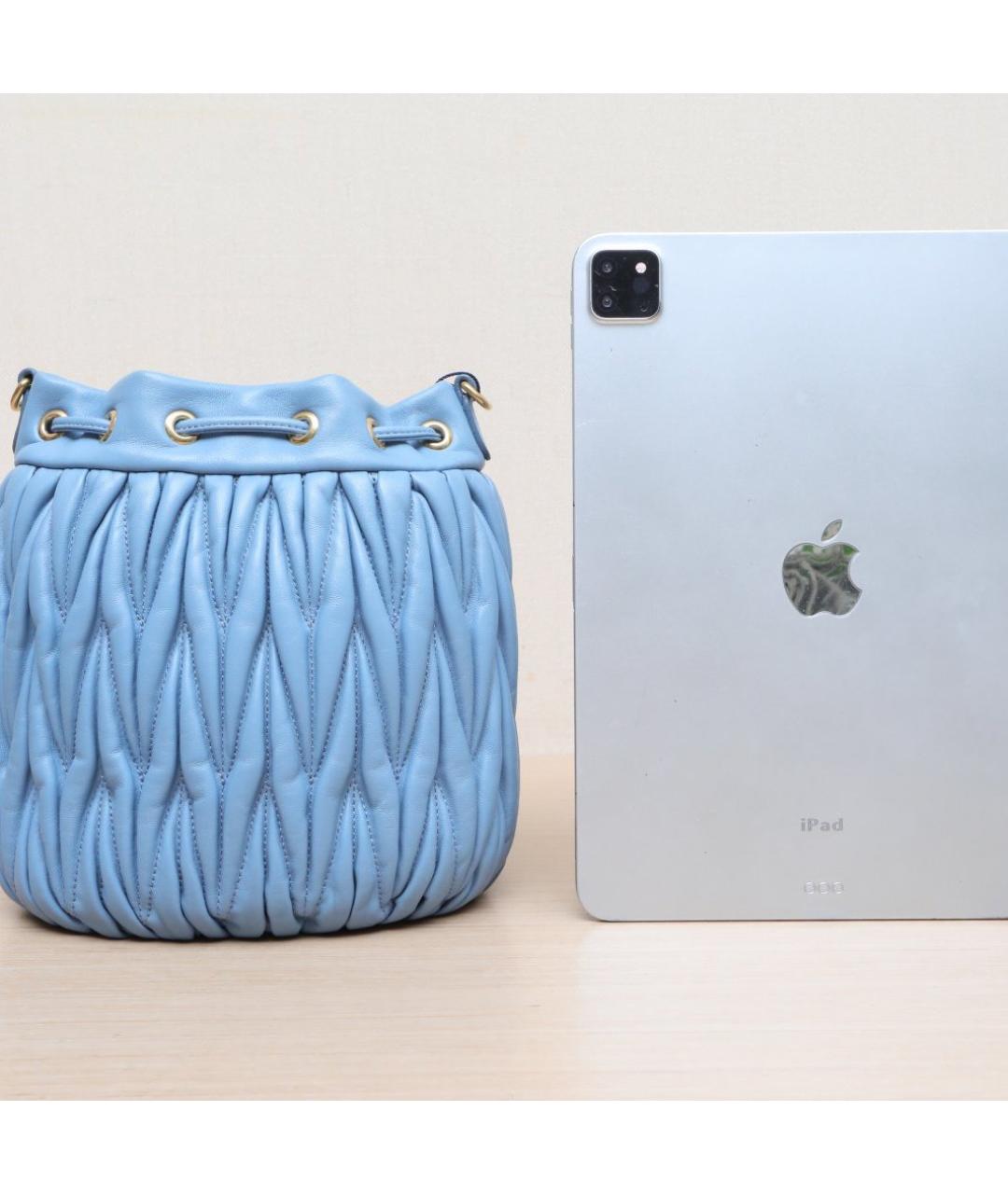 MIU MIU Голубая кожаная сумка через плечо, фото 7