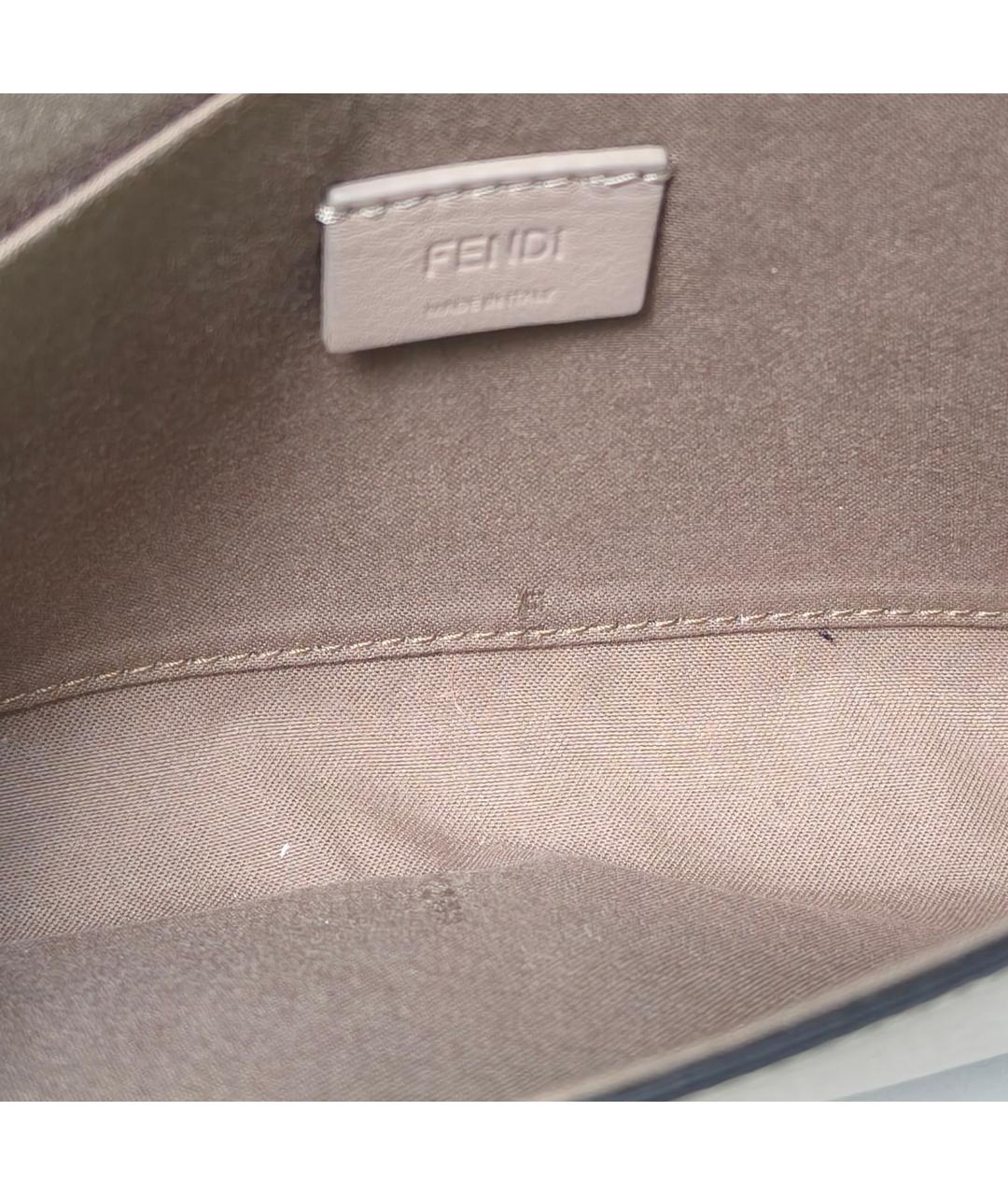FENDI Серая кожаная сумка через плечо, фото 8