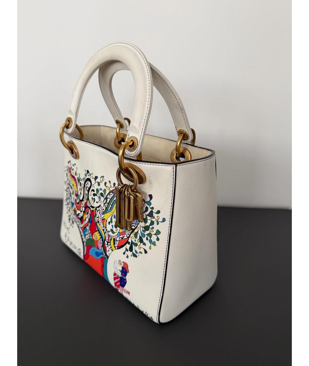 CHRISTIAN DIOR Белая кожаная сумка через плечо, фото 2