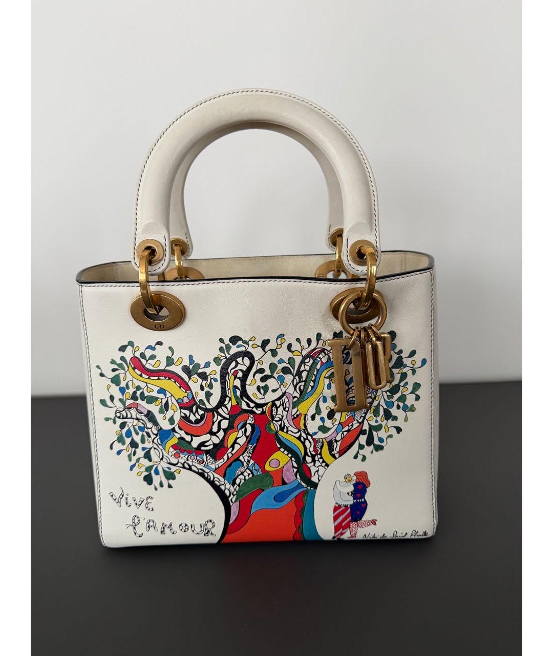 CHRISTIAN DIOR Белая кожаная сумка через плечо, фото 8