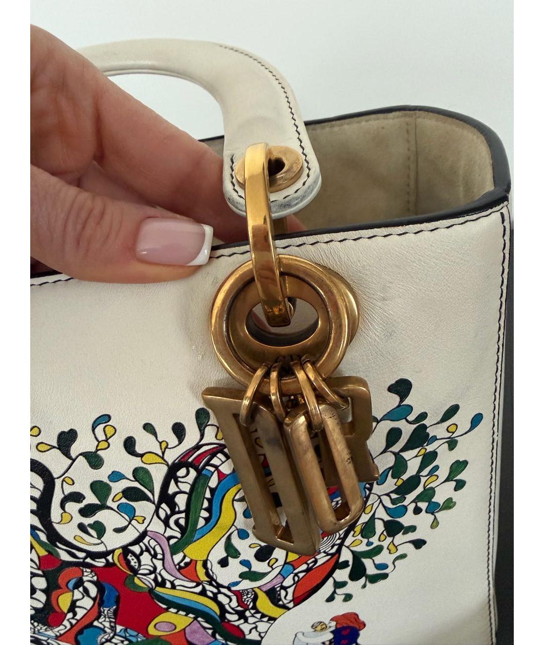 CHRISTIAN DIOR Белая кожаная сумка через плечо, фото 6