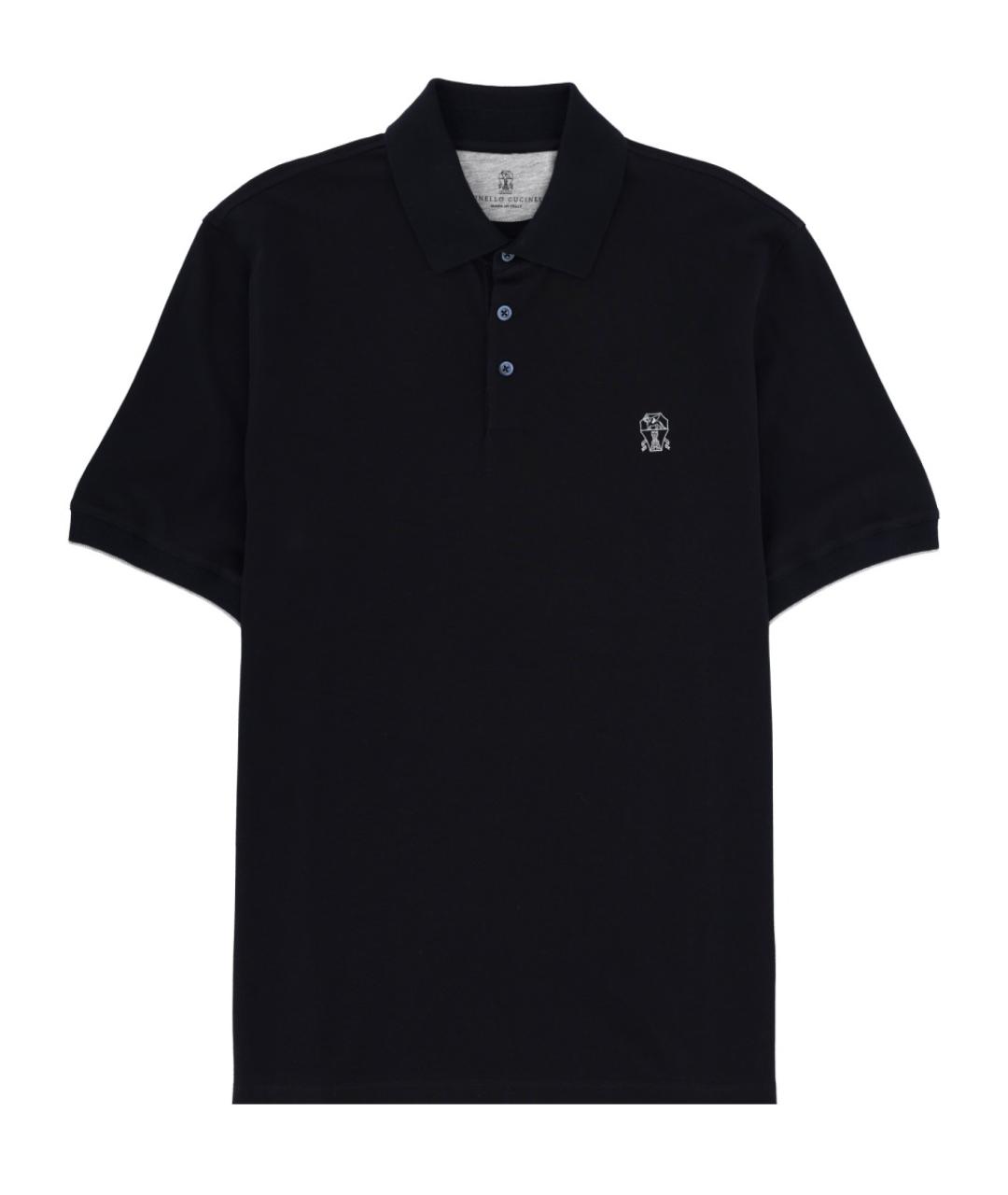 BRUNELLO CUCINELLI Синее хлопковое поло с коротким рукавом, фото 1