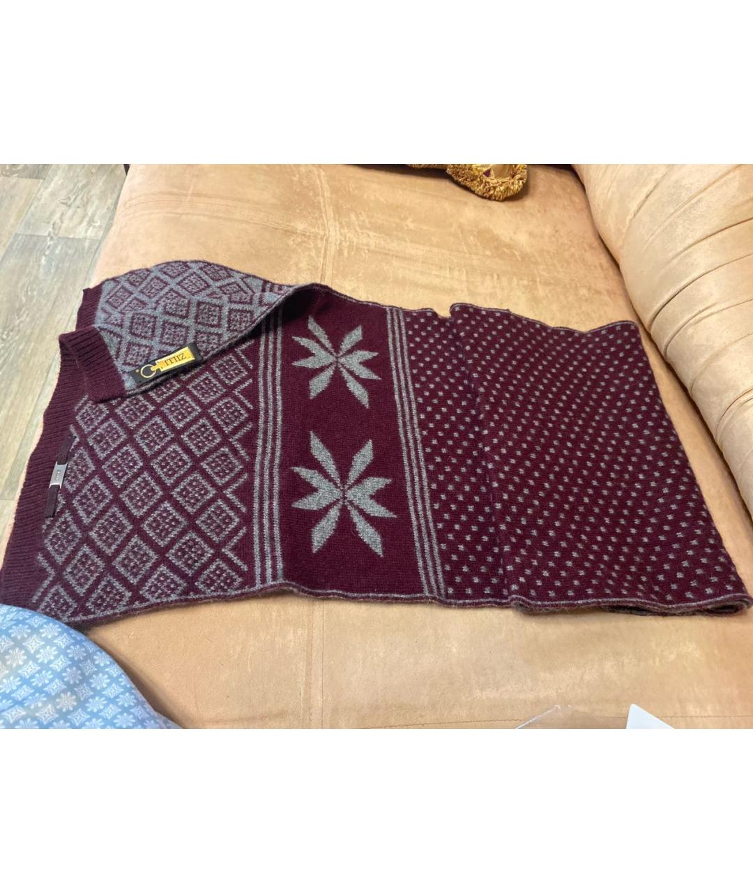 ZILLI Бордовый кашемировый шарф, фото 6