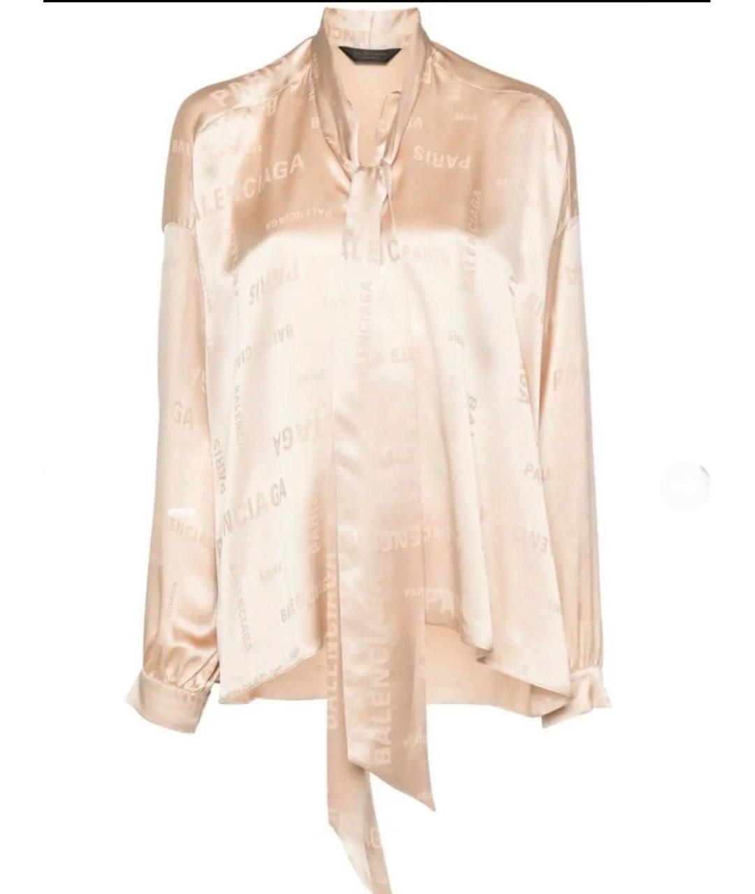 BALENCIAGA Бежевая шелковая блузы, фото 6