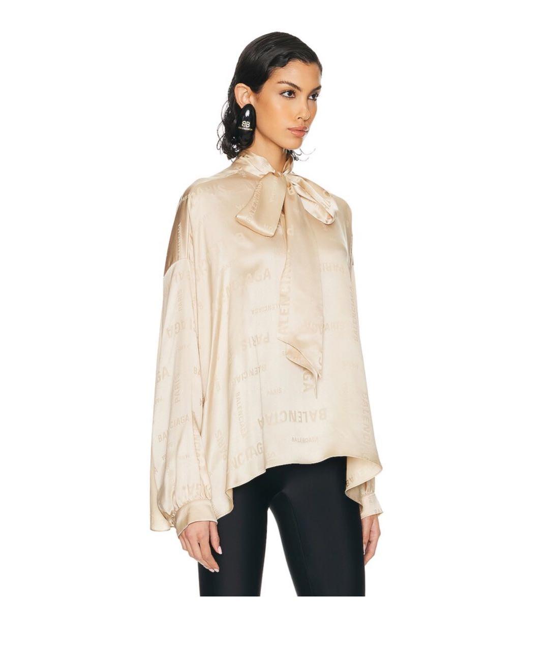 BALENCIAGA Бежевая шелковая блузы, фото 8
