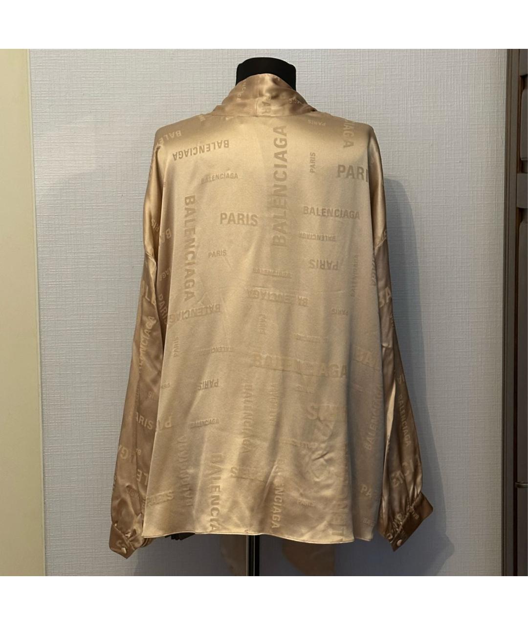 BALENCIAGA Бежевая шелковая блузы, фото 2