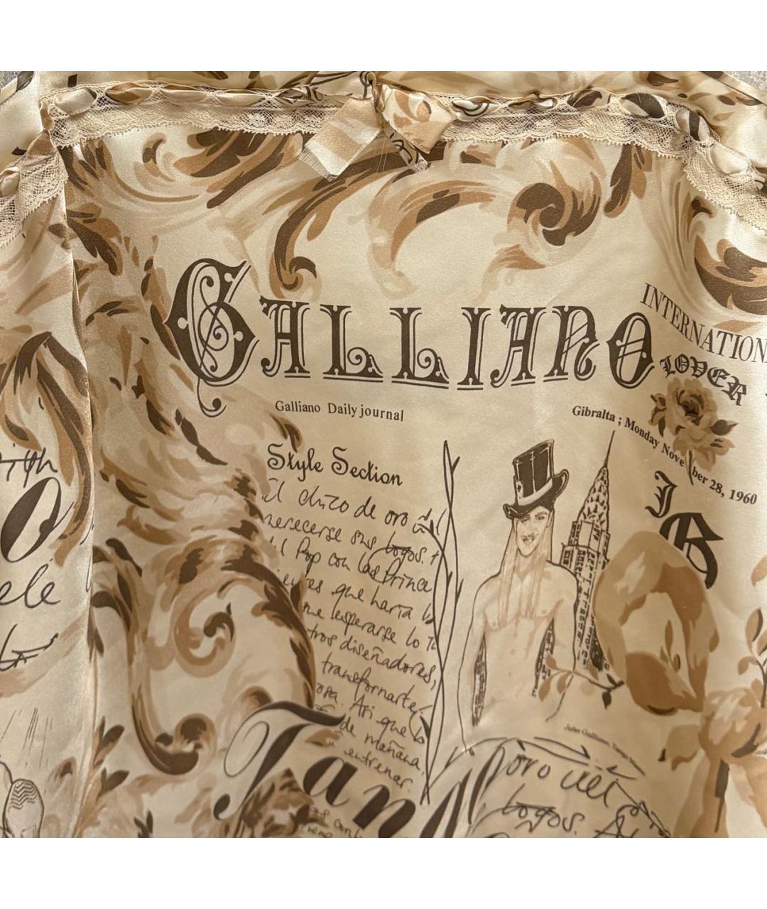 JOHN GALLIANO Бежевая шелковая блузы, фото 4