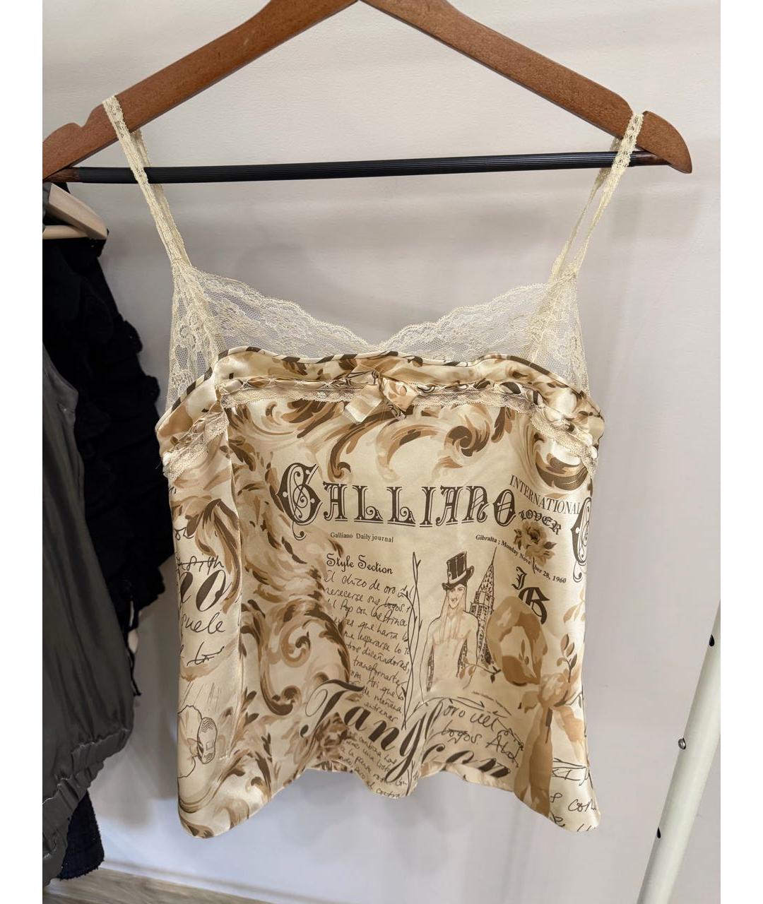 JOHN GALLIANO Бежевая шелковая блузы, фото 5