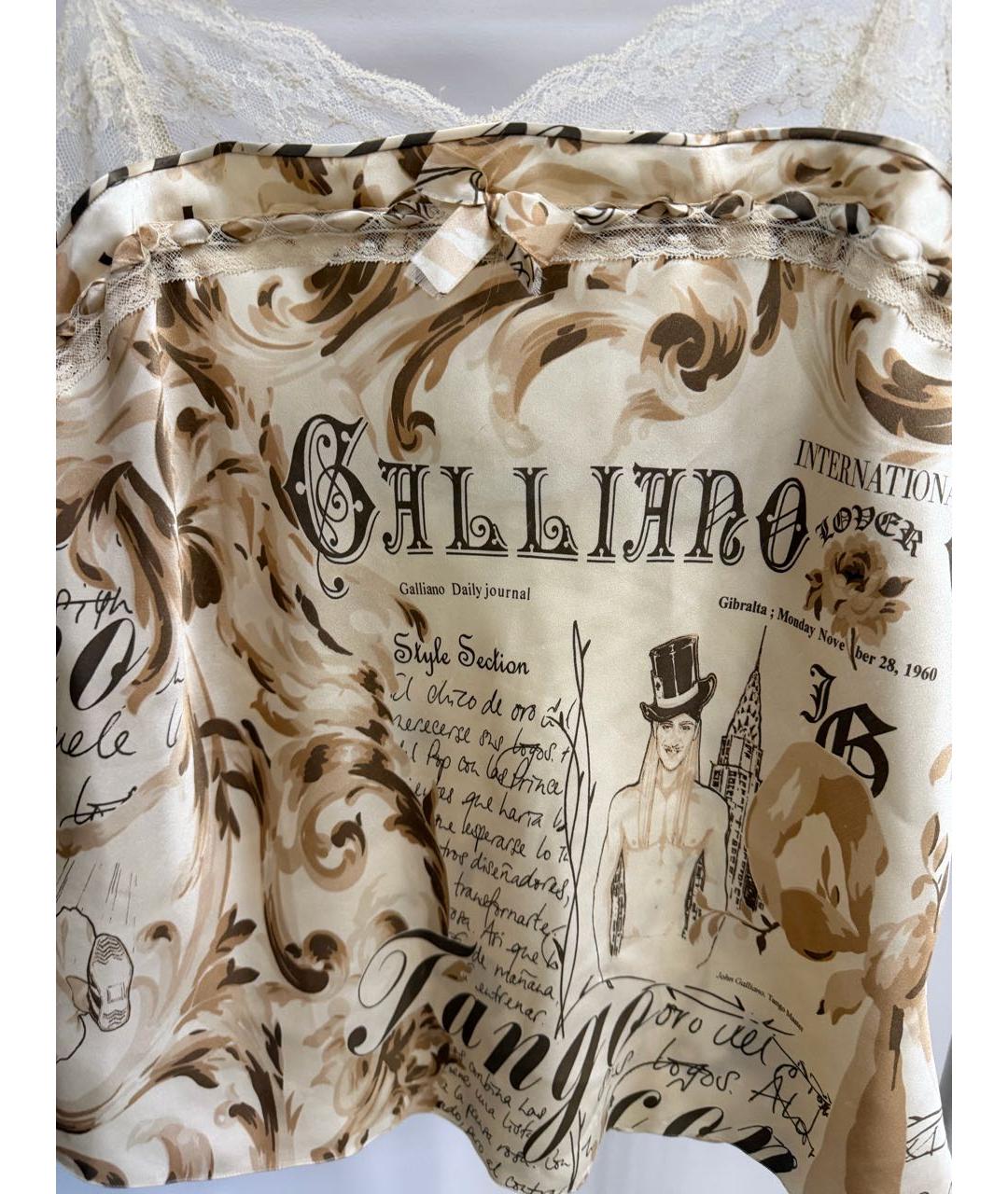 JOHN GALLIANO Бежевая шелковая блузы, фото 3
