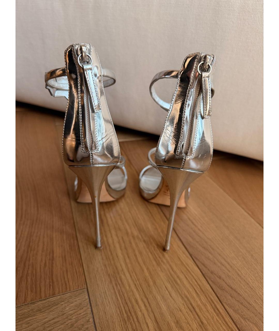 GIUSEPPE ZANOTTI DESIGN Серебряные босоножки из искусственной кожи, фото 4