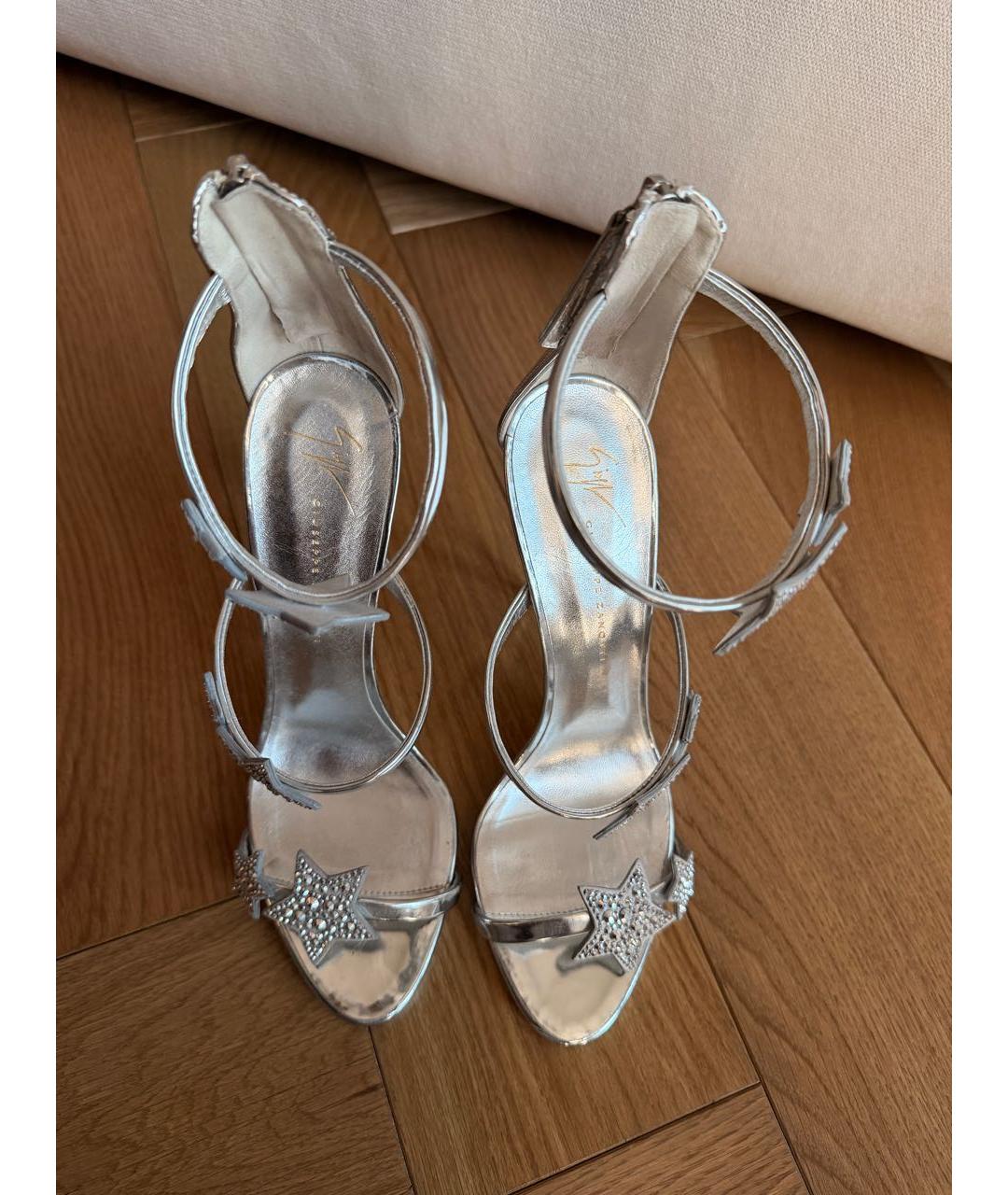 GIUSEPPE ZANOTTI DESIGN Серебряные босоножки из искусственной кожи, фото 2