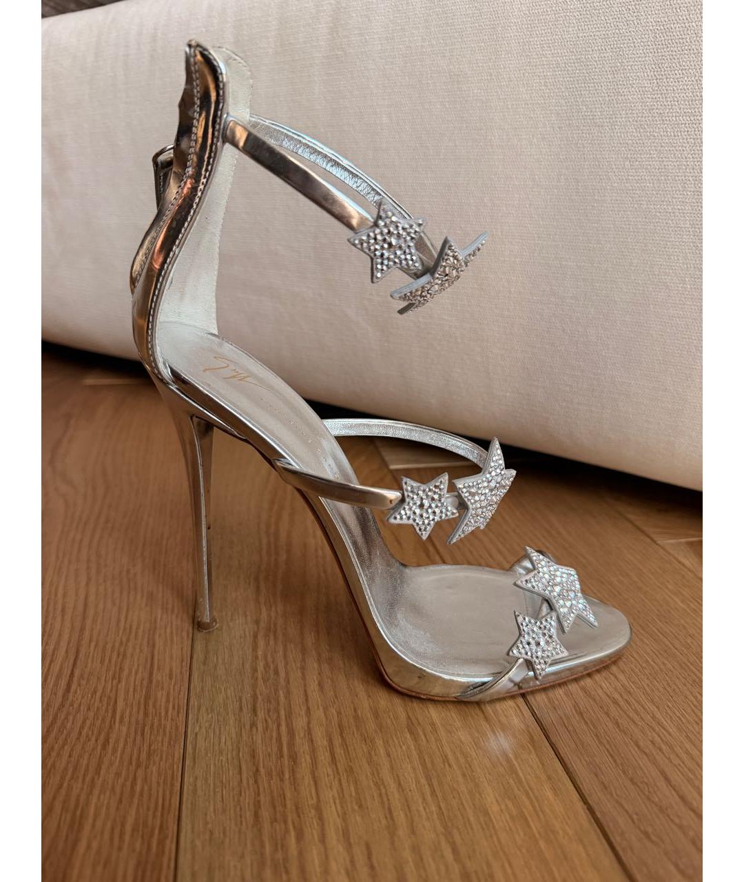 GIUSEPPE ZANOTTI DESIGN Серебряные босоножки из искусственной кожи, фото 6