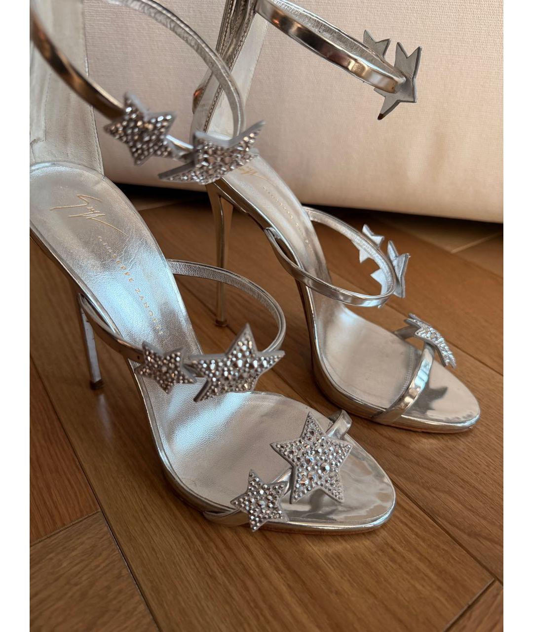 GIUSEPPE ZANOTTI DESIGN Серебряные босоножки из искусственной кожи, фото 5