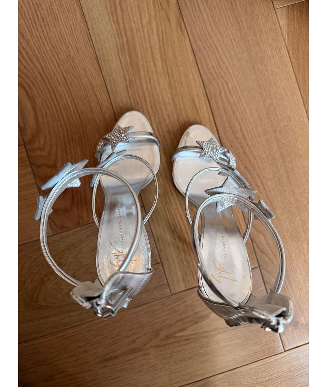 GIUSEPPE ZANOTTI DESIGN Серебряные босоножки из искусственной кожи, фото 3