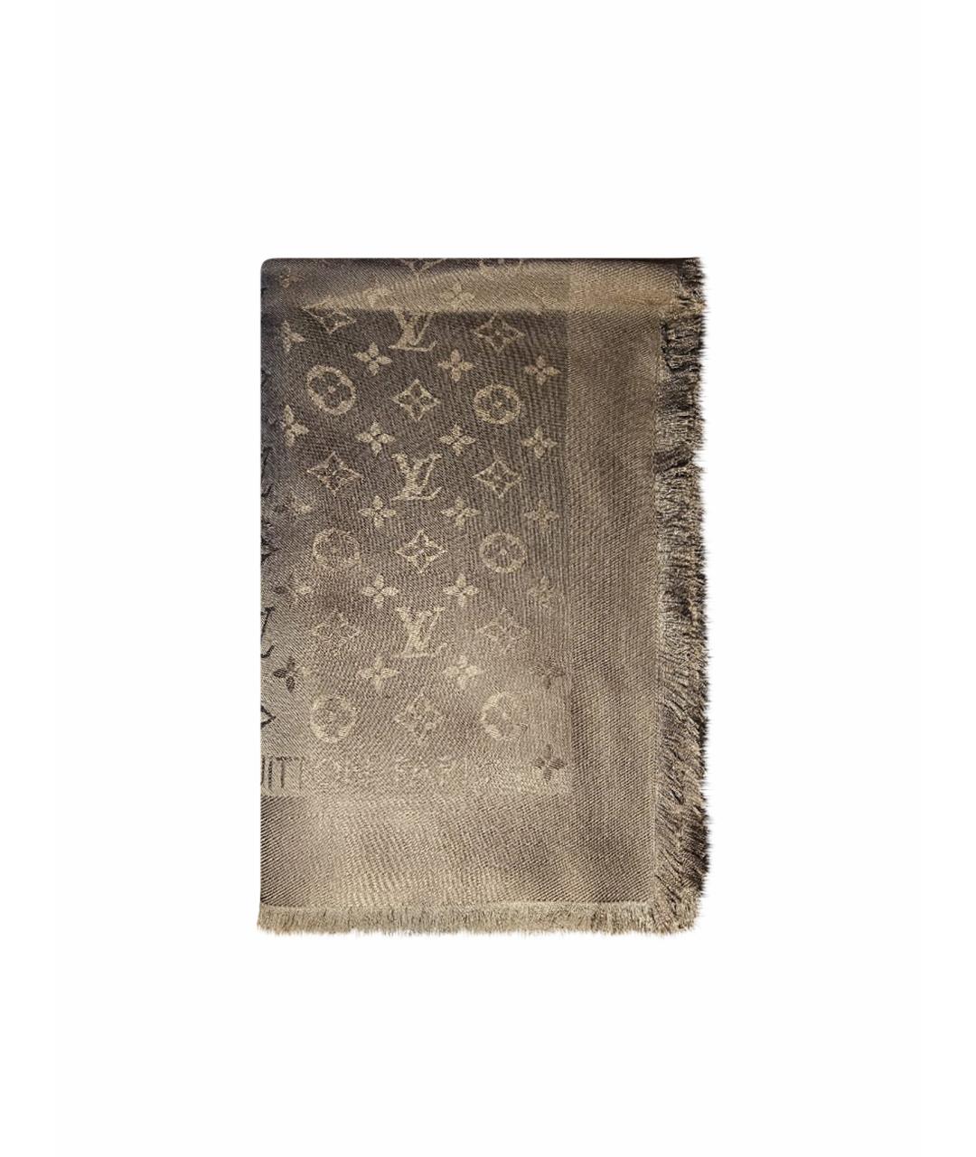 LOUIS VUITTON Коричневый шерстяной платок, фото 1