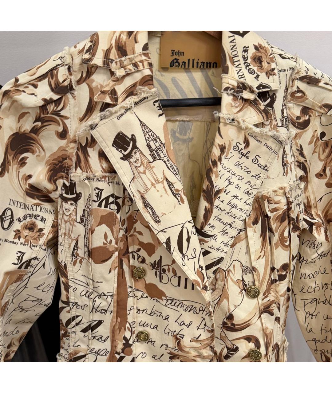 JOHN GALLIANO Бежевый хлопковый жакет/пиджак, фото 4