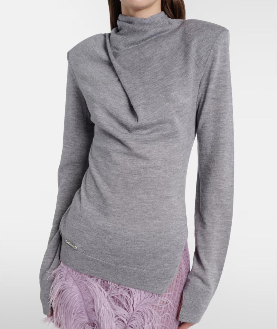 THE ATTICO Серый шерстяной джемпер / свитер, фото 3