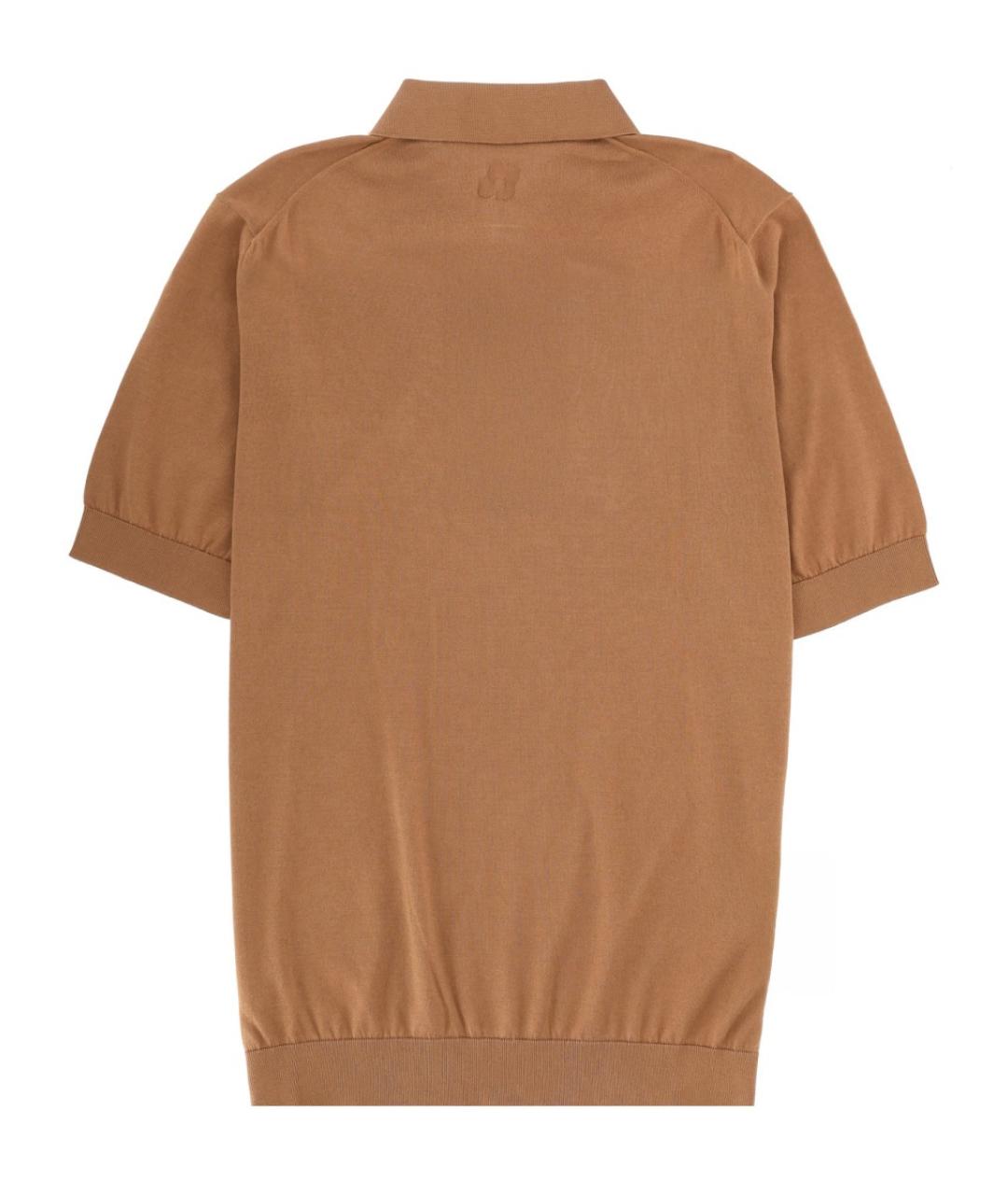 LARDINI Коричневое хлопковое поло с коротким рукавом, фото 2
