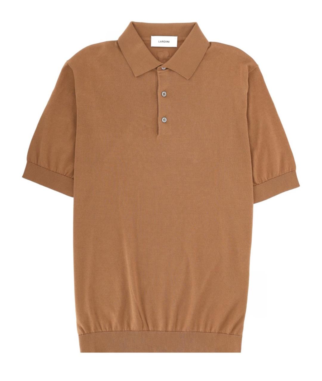LARDINI Коричневое хлопковое поло с коротким рукавом, фото 1