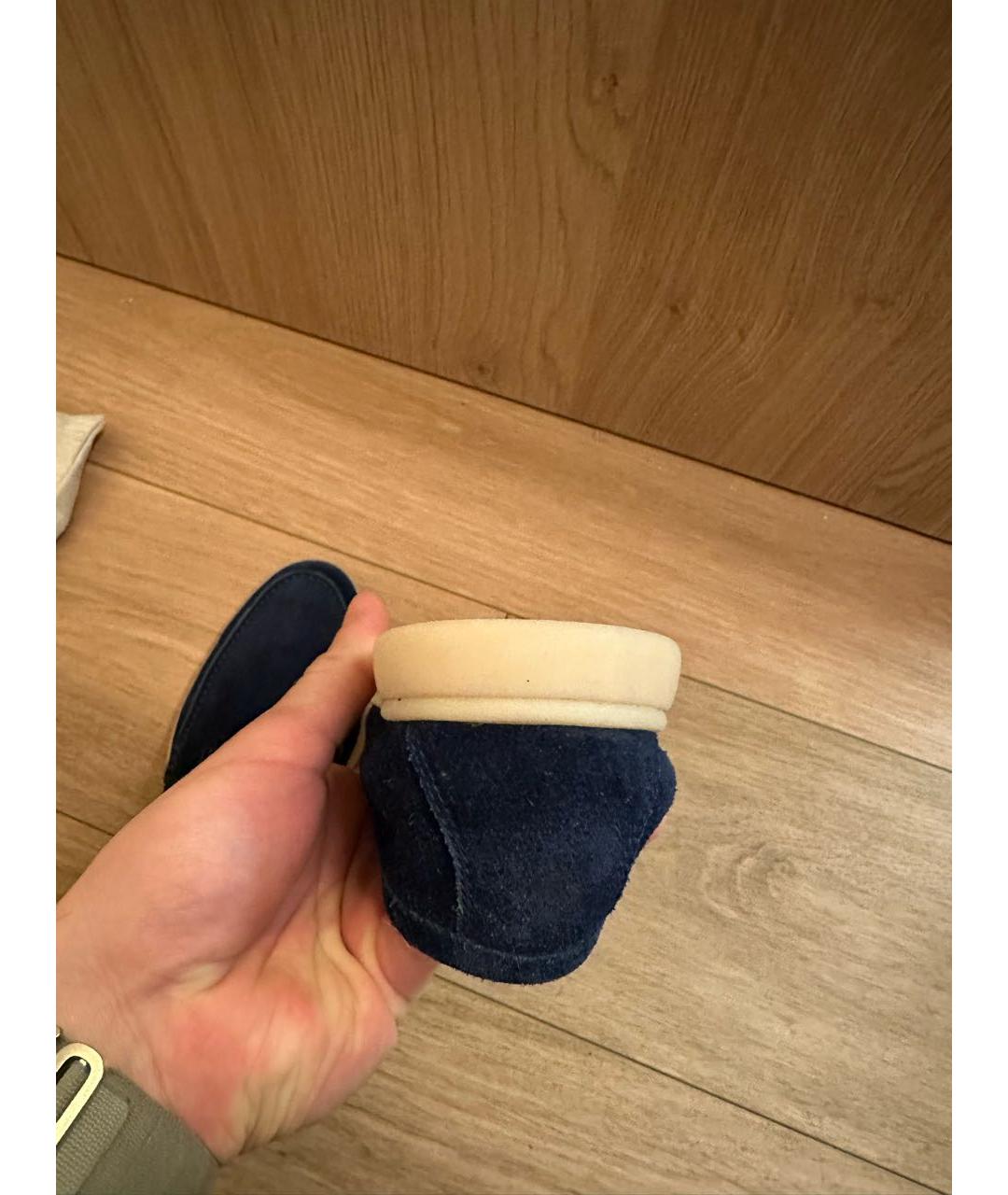 LORO PIANA Темно-синие замшевые лоферы, фото 7