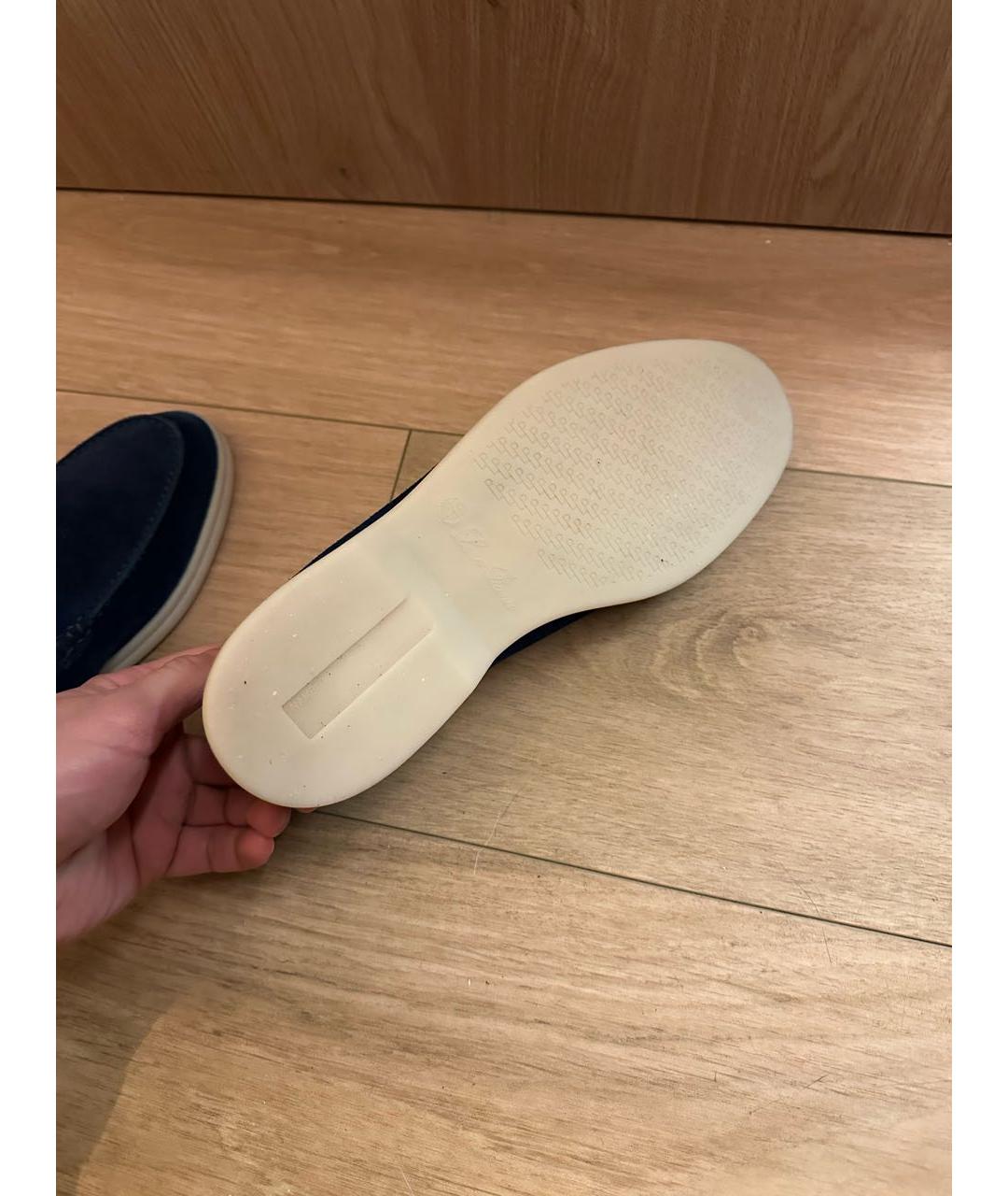 LORO PIANA Темно-синие замшевые лоферы, фото 5