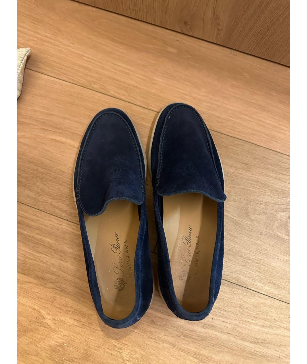 LORO PIANA Темно-синие замшевые лоферы, фото 3