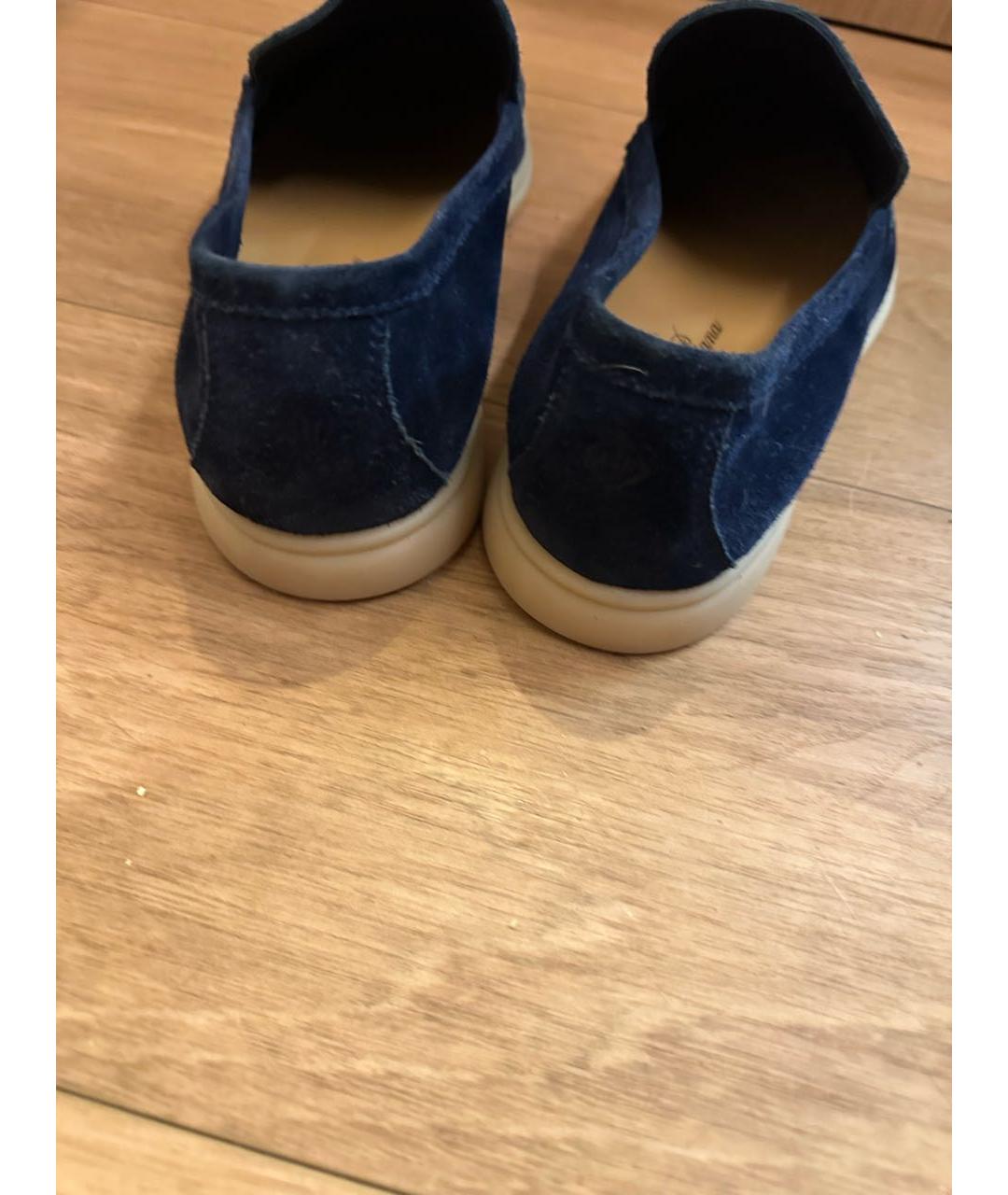 LORO PIANA Темно-синие замшевые лоферы, фото 4