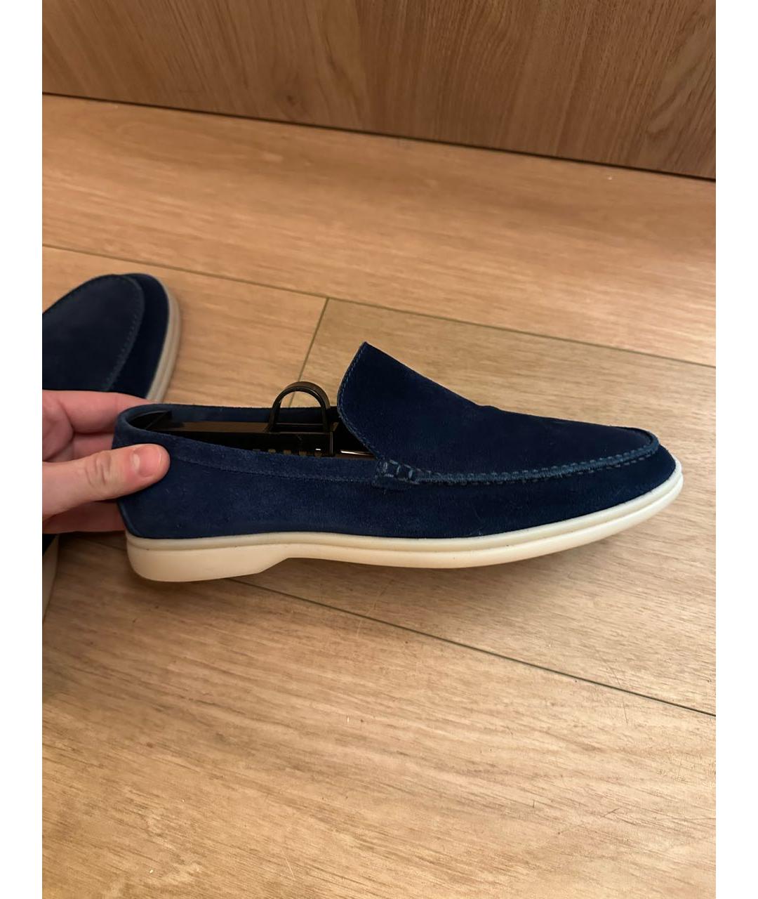 LORO PIANA Темно-синие замшевые лоферы, фото 9