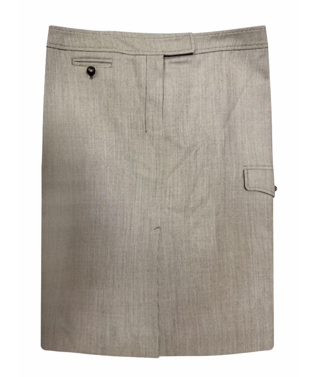 SAINT LAURENT Горчичная шерстяная юбка миди, фото 1