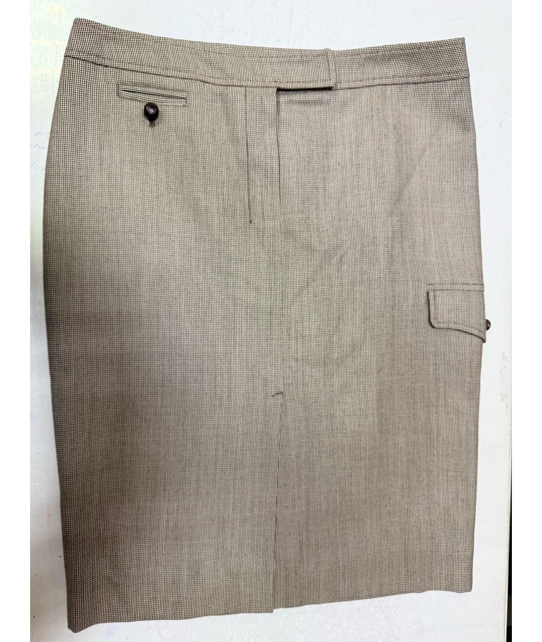 SAINT LAURENT Горчичная шерстяная юбка миди, фото 9