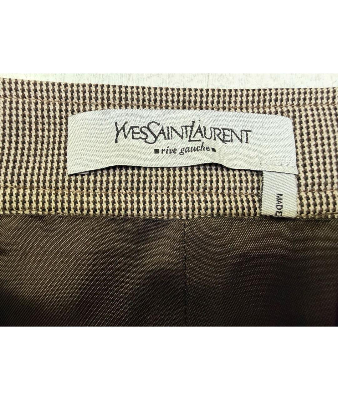 SAINT LAURENT Горчичная шерстяная юбка миди, фото 3